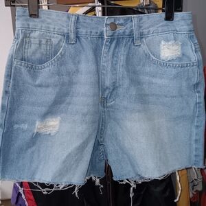 New Denim Blue Distressed Women's Shorts